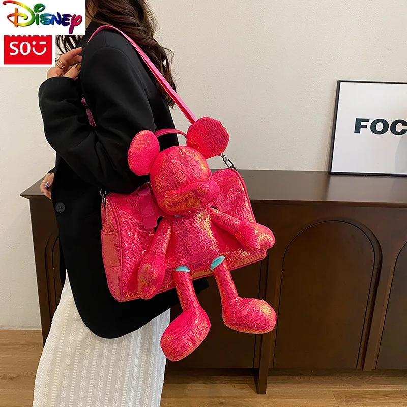 حقيبة ديزني الفاخرة عالية الجودة ميكي كروس للنساء، حقيبة يد عصرية لامعة ذات سعة كبيرة ومتعددة الاستخدامات #3