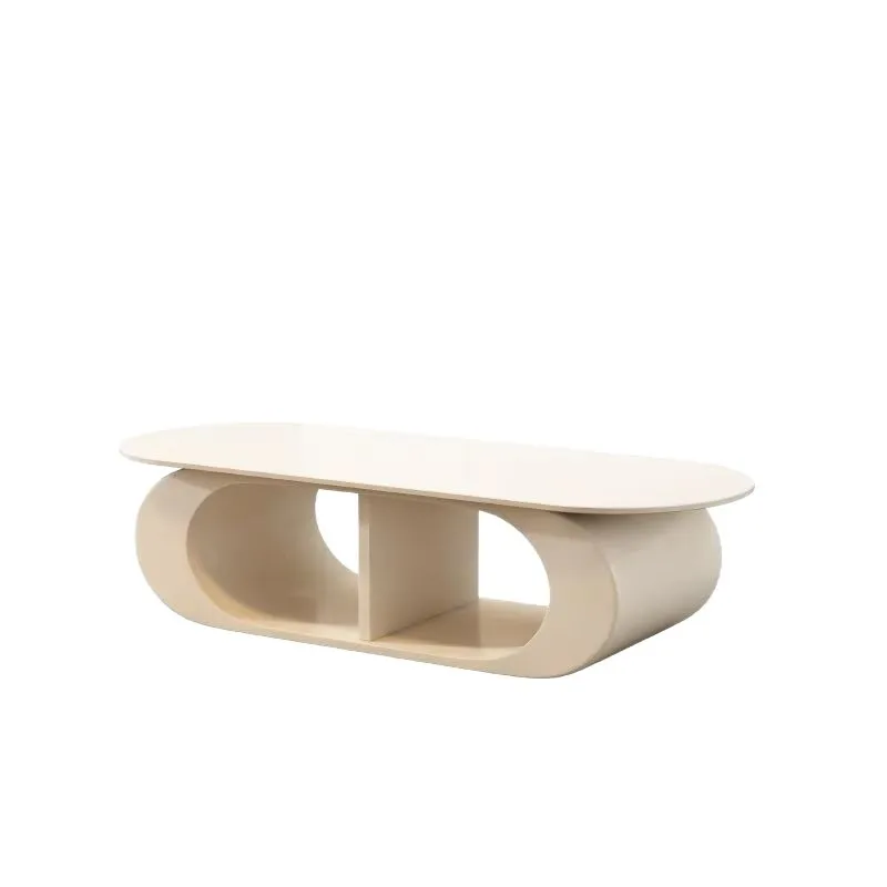 

Coffee table light luxury living room combination cream modern home rock slab oval small apartment high-end simple