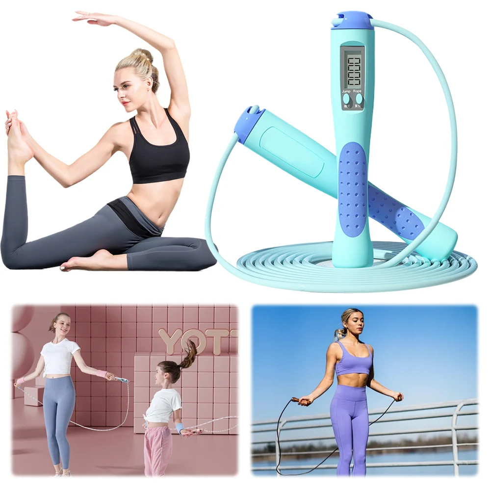 Counting Jump Rope Skipping Rope Adjustable Training Jump Rope with Counter Skipping Long Jump Rope for Men Women