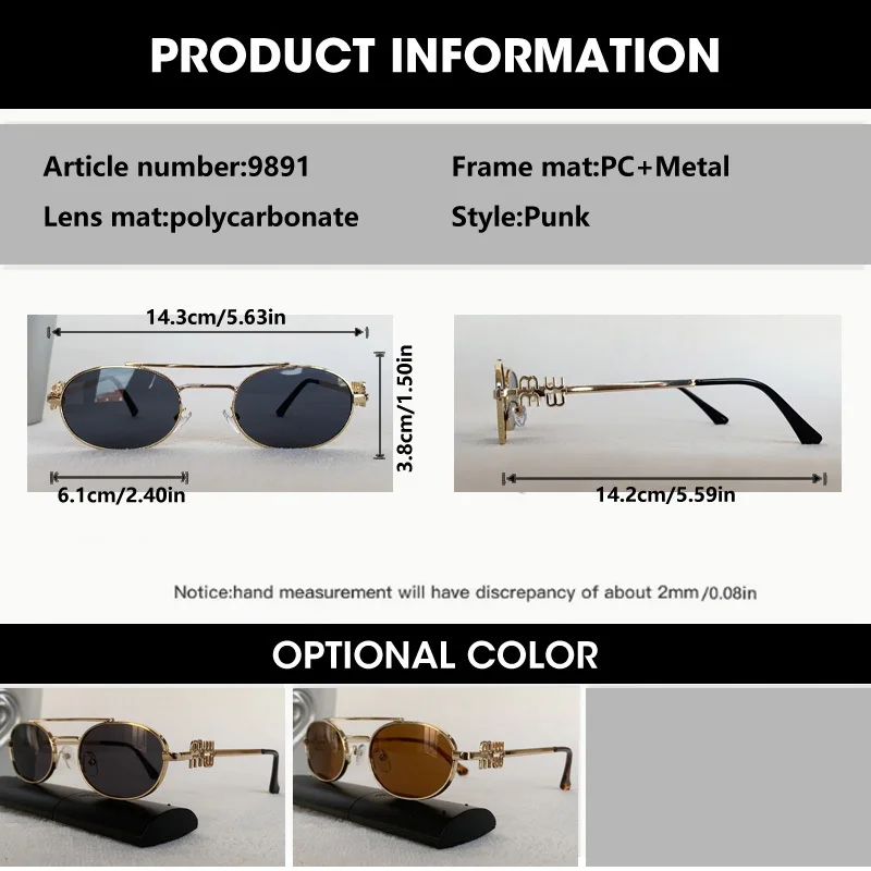 Kleine Rahmen Doppel Brücke Sonnenbrille Männer Frauen Marke Designer Metall Brillen UV400 Fashion Shades Retro Oval Sonnenbrille – Detail 1