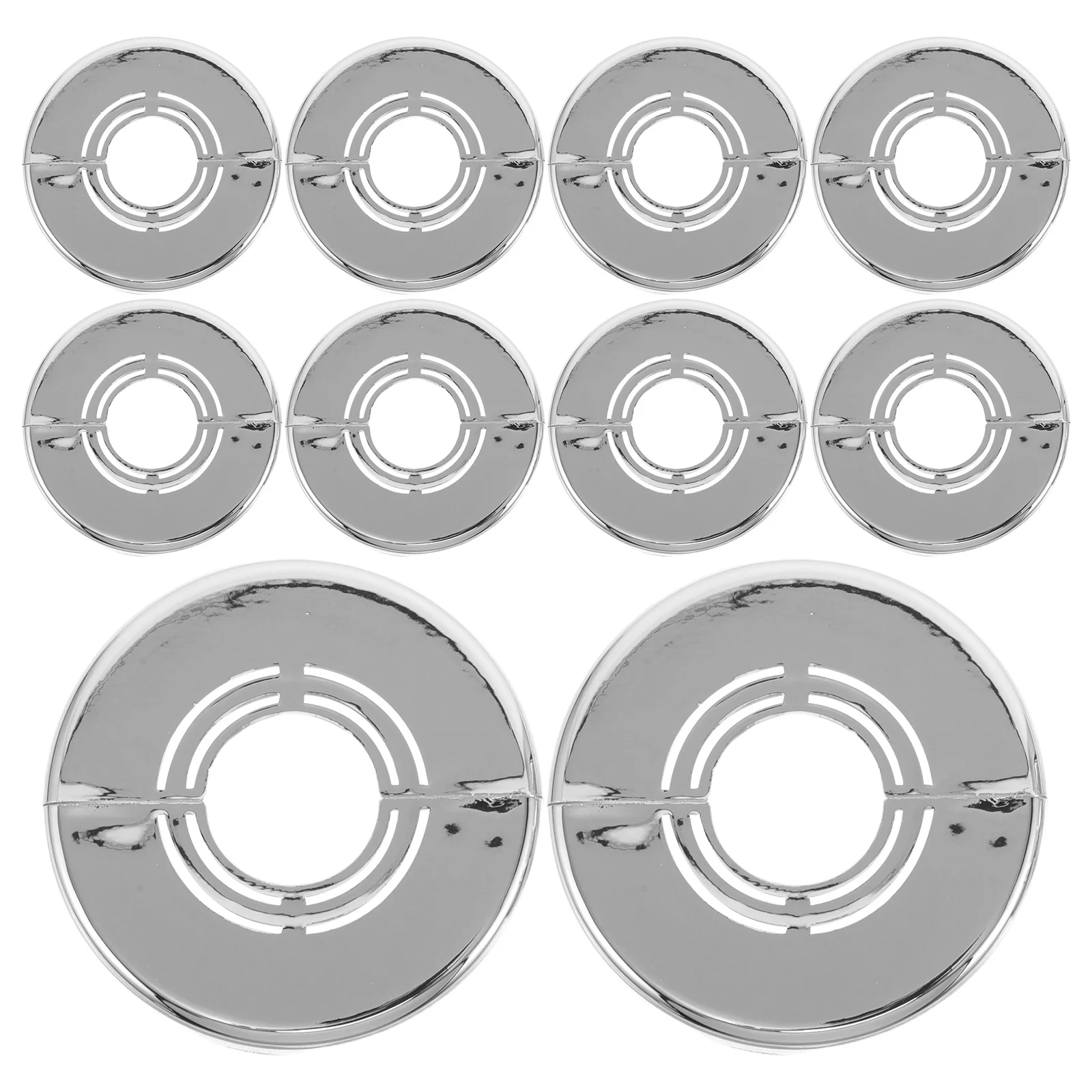 10pcs Decorative Cover: 20Mm Silver Abs Wall Split Flange Pipe Cover For Shower Water Pipes Bathroom Upgrade Plumbing Hider