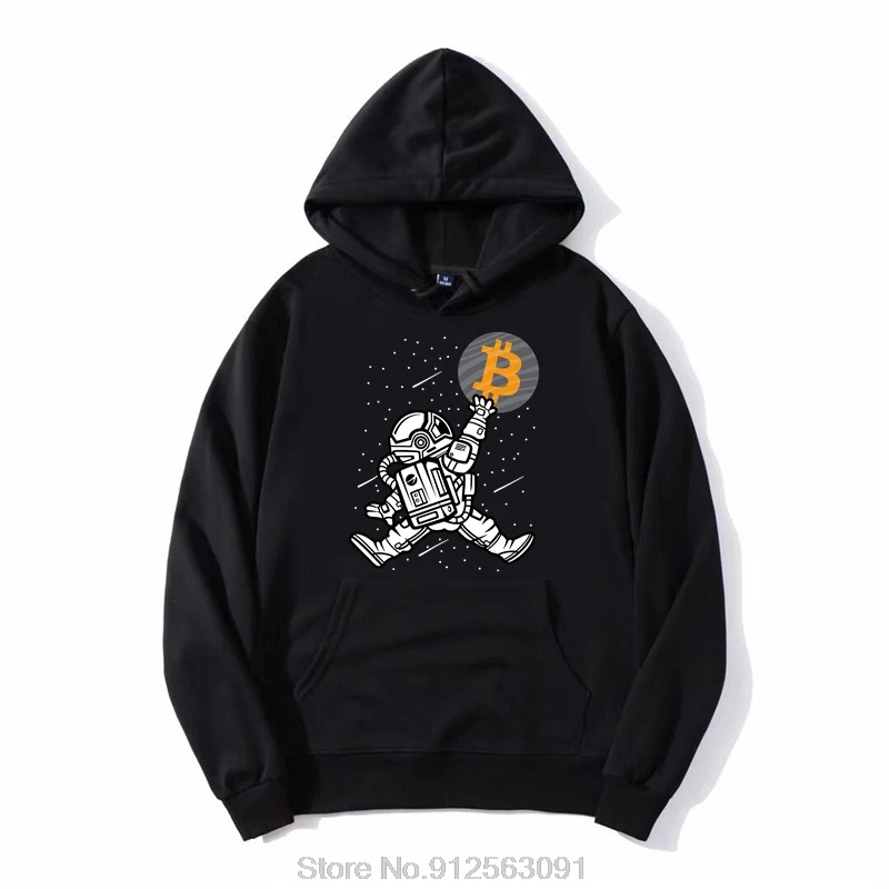 Pullover Hoodie Bitcoin To The Moon Astronaut Bitcoin HODL BTC Crypto zip up Jacket Cotton Sweatshirt Oversized Hoody Streetwear