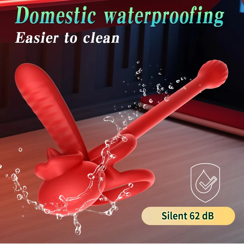 APP Vibrating Cock Ring Sleeve Rose Clitoral Vibrators Tongue Clit Stimulator Anal Plug Prostate Massager Sex Toys for Men Women view 6