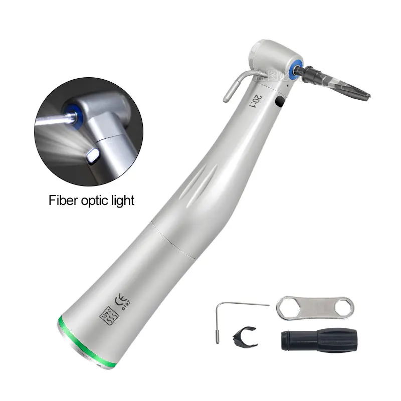 Dental 20:1 LED Low Speed Handpiece Green Ring Fiber Optic Contra Angle Dentistry Implant Handpiec X SG20