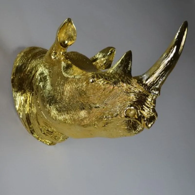 Rhino head wall hanging high-end home decoration animal wall decoration creative home resin handicraft wall decoration