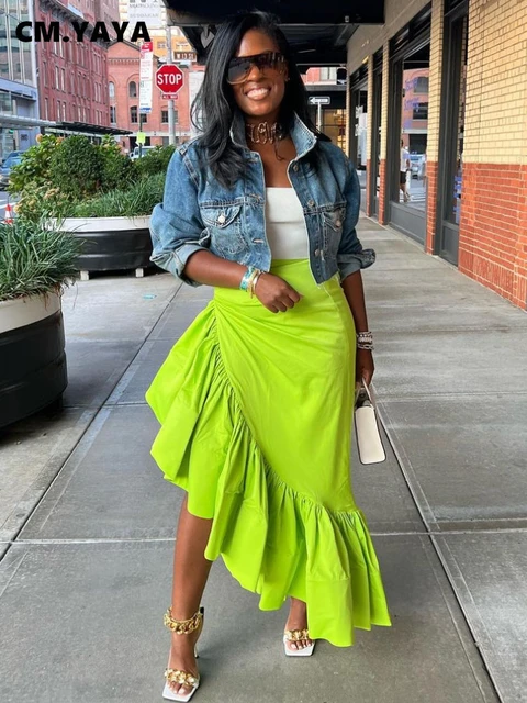 Long skirt ruffle best sale