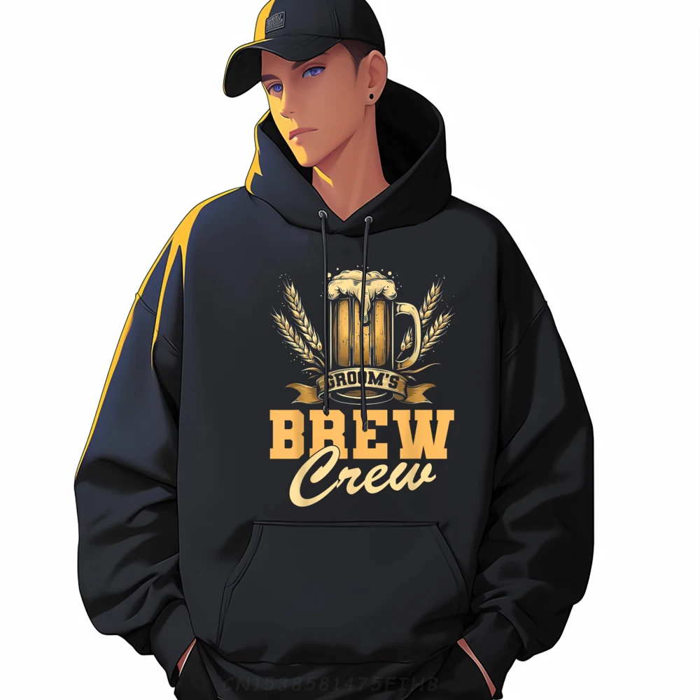 

Female Long Sleeve Groom Brew Crew Groomsmen Beer Hoodies Newest Geek O-Neck Printed Sweatshirts Comfortable Clothes For Man