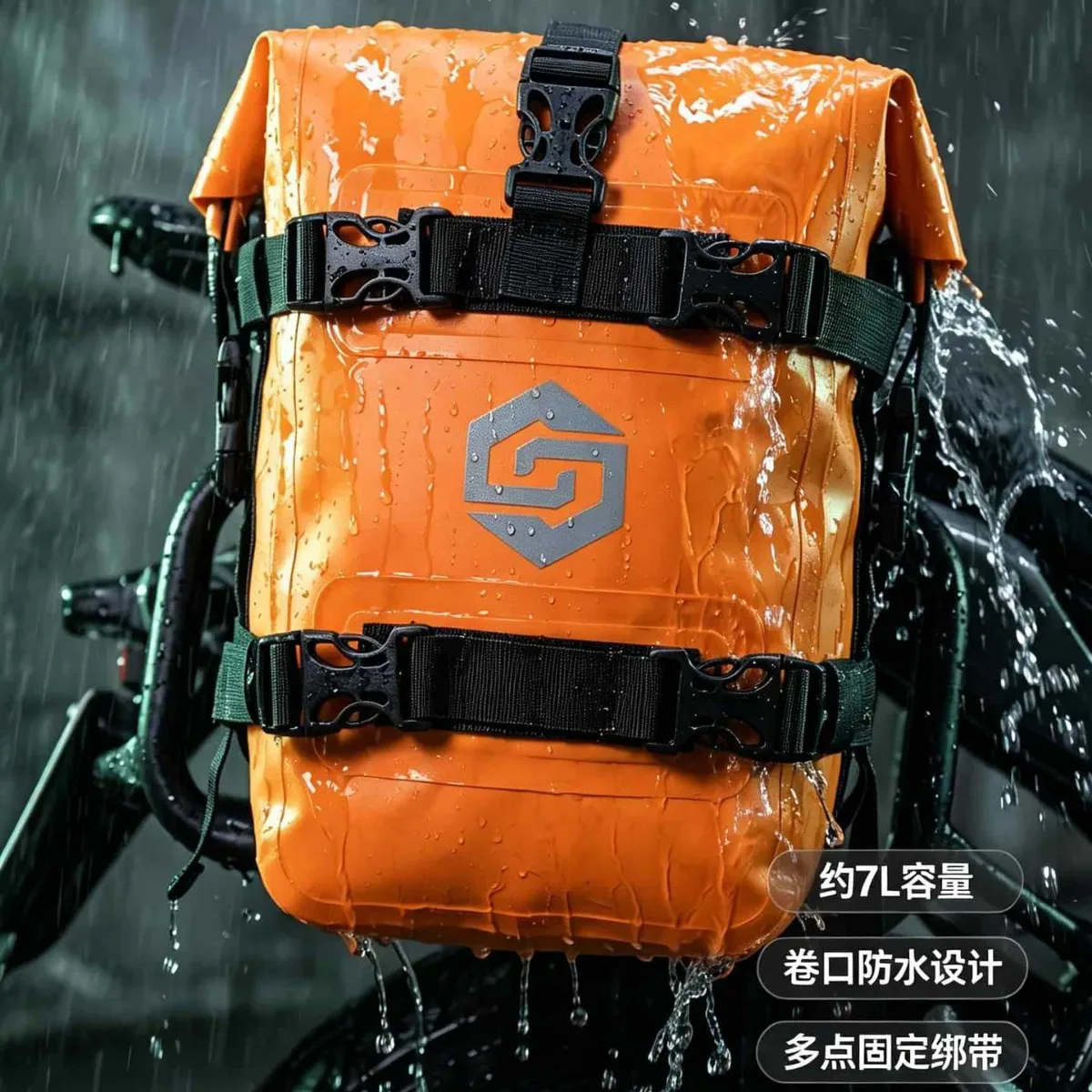 Waterproof Motorcycle Crash Bar Bag 7L Side Saddle Bag with Quick Release Straps, Reflective Logo and 500D PVC Coating for 3
