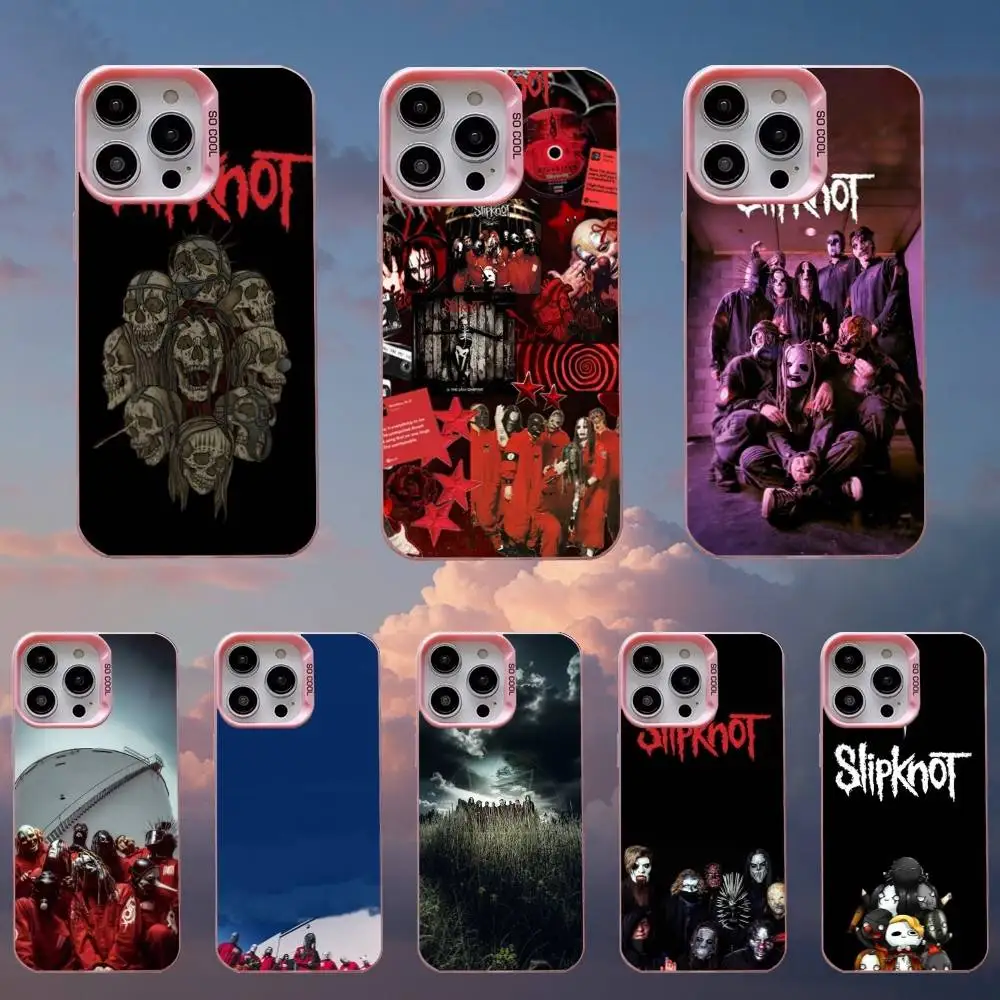 

M-My S-Slipknot Band Phone Case For iPhone 16,15,14,13,12,11,Mini,Pro,SE,MAX Pink Matte Silicone Cover