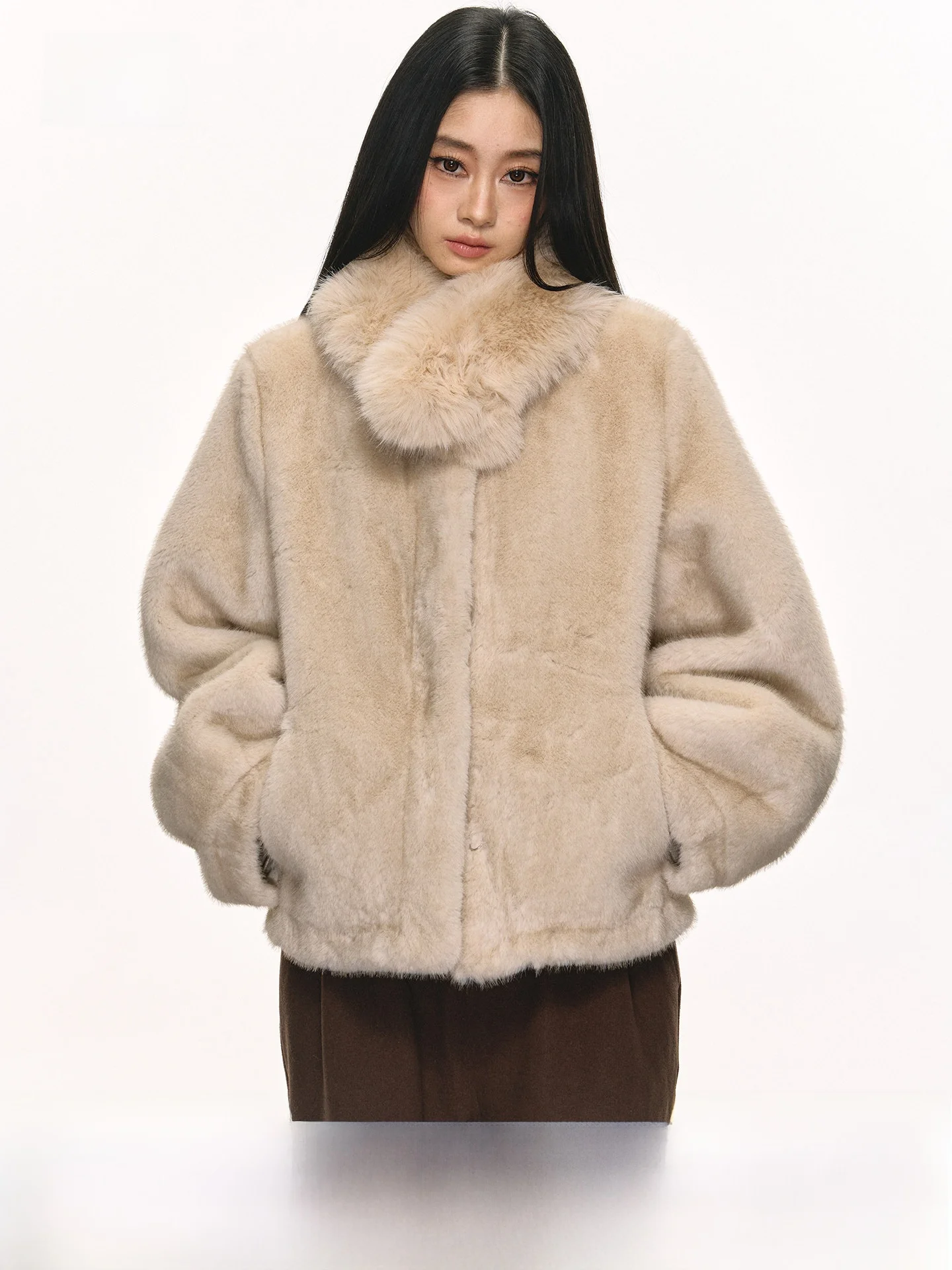 

Anna Aneae Women's ort Thiened Winter Coat with Fur Collar Warm Casual Sle Long Sve Loose Fit Zipper Closure