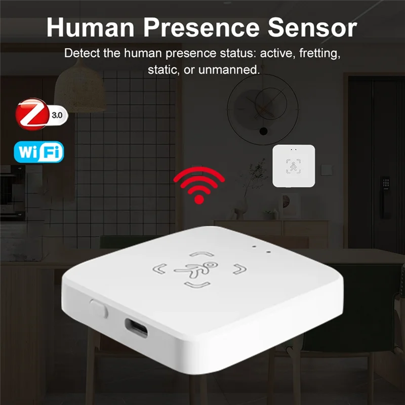 ABKI-Tuya Human Presence Sensor 24G Human Presence Millimeter Wave Radar Sensor Light Sensing