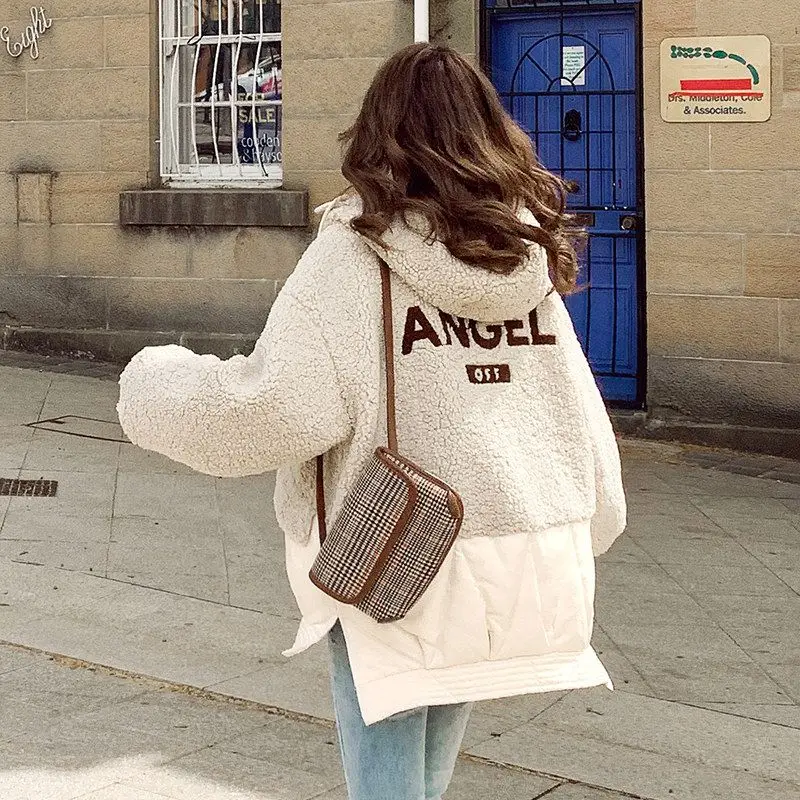 Wool Hooded Jacket Woman Very Warm Fleece Clothes Outerwear Cold Heavy Clothing Winter Coat for Women 2024 Korean Streetwear Hit