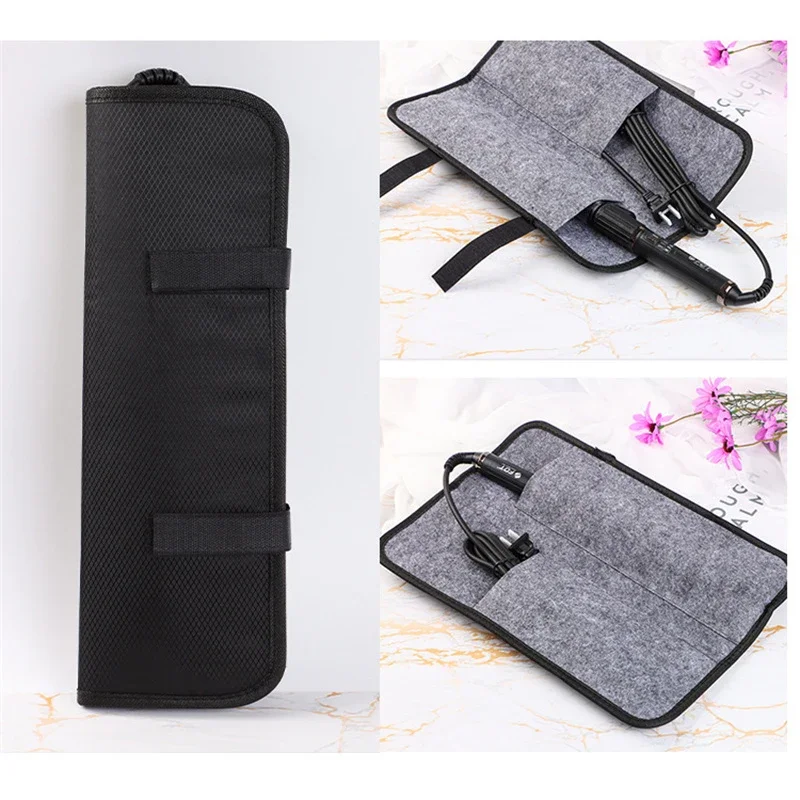 Hair Straightener Storage Bag Curling Iron Carrying Case Hair Flat Iron Straightener Curler Iron Pouch Heat Resistant Mat Pad