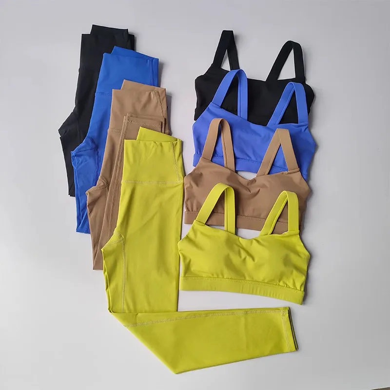 Nahtloses Yoga-Set für Damen, Sportbekleidung für das Training, Fitnessbekleidung, Push-up-BH, Leggings mit hoher Taille, 2-teiliges Sportoutfit. – Detail 40
