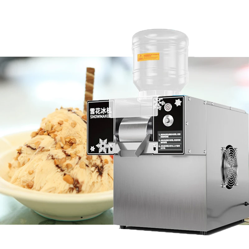 Máquina de copos de nieve de acero inoxidable, máquina comercial de conos de nieve, hielo afeitado, máquina multifuncional para batidos con sabor a fresa