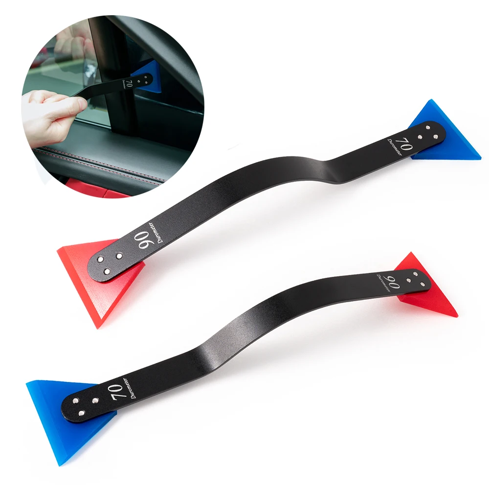 FOSHIO Double Head Car Tint Squeegee Quarter Window Cleaning Tools Metal Handle Rubber Blade Scraper for Auto Vinyl Wrap Film