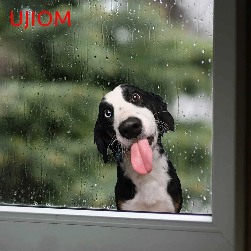 UJIOM 13cm X 9.2cm Funny Shepherd Dog Wall Stickers Vinyl Scratch Proof Wardrobe Bathroom Decal Baby Nursery Room Wallpapers
