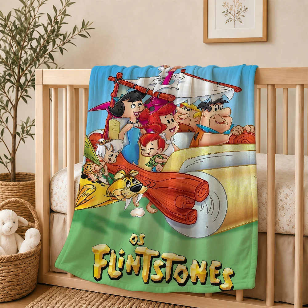 Cartoon F-Flintston Blanket For Soft Warm Knee For Bedroom Living Room Bed Sofa Camping Picnic Office Gift