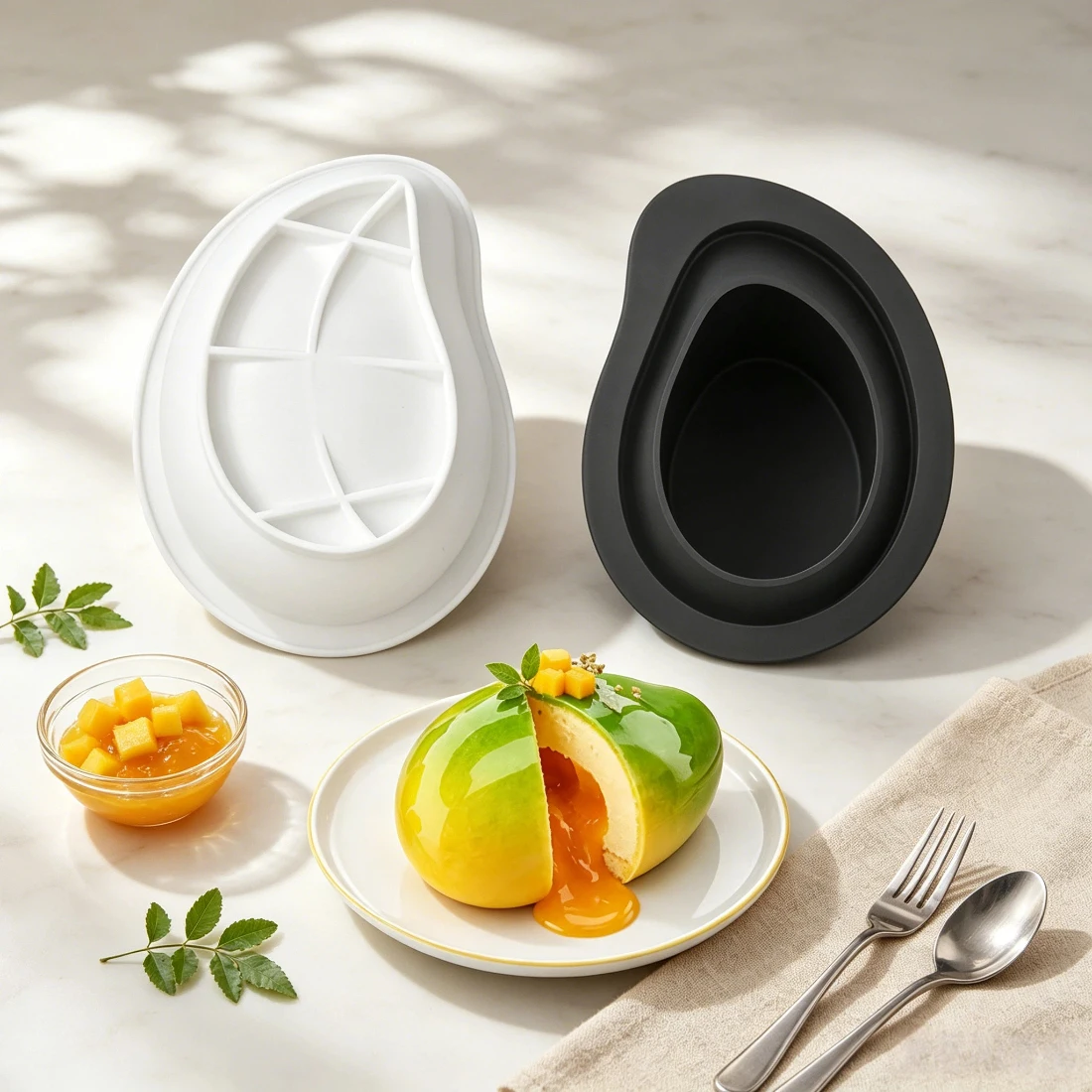 Single Mango Mousse Cake Silicone Mold Chocolate Pudding Dessert Baking Mold Realistic Fruit Shaped Candle Fun Mold