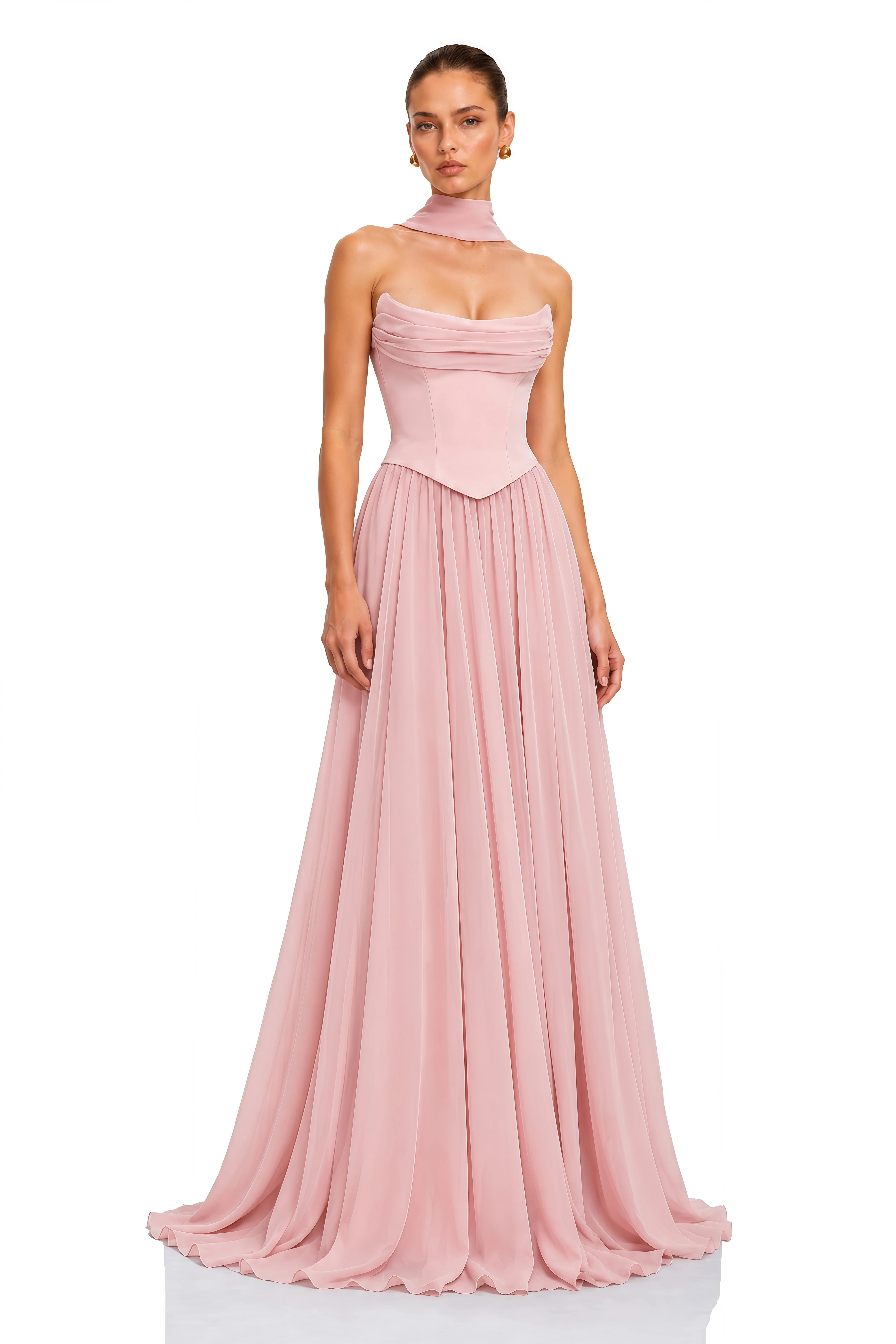 High End Corset Bone Chiffon Bridesmaid Long Dress Flowing Floor Length A Line Maxi Formal Dress Vestido De Festa Wedding Custom