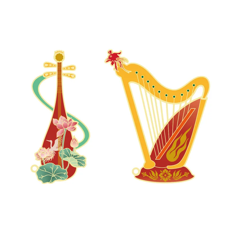 Classical Chinese Musical Instrument Shape Bookmark With Tassel Cultural Creative Gift Student Reading Mark Book Accessories