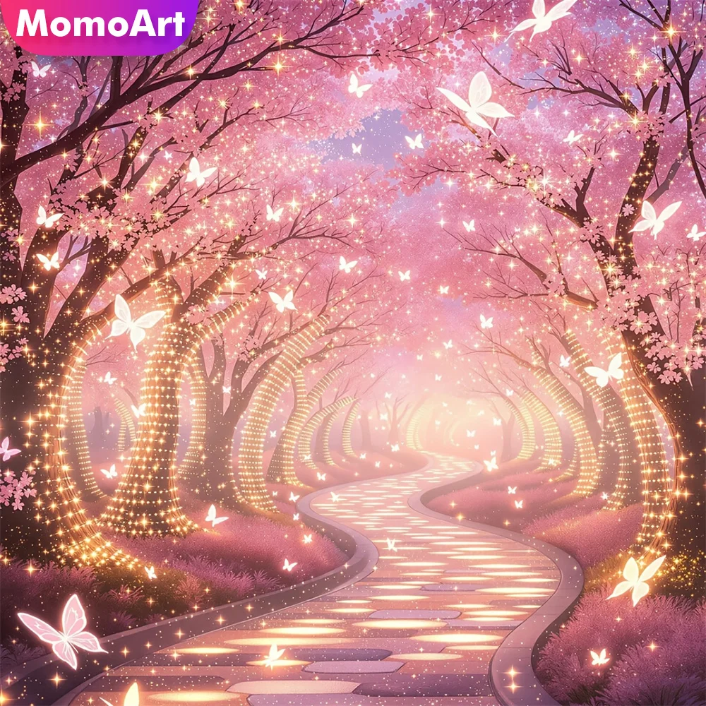 

Momoart Full Square Round Diamond Embroidery Tree Landscape DIY Painting Street New Arrival Diamond Mosaic Handmade Hobby
