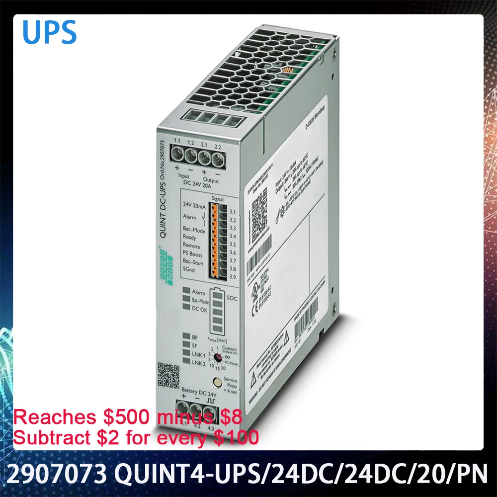 2907073 QUINT4-UPS/24DC/24DC/20/PN For Phoenix UPS 24VDC/20A RJ45 Uninterruptible Power Supply Works Perfectly Fast Ship