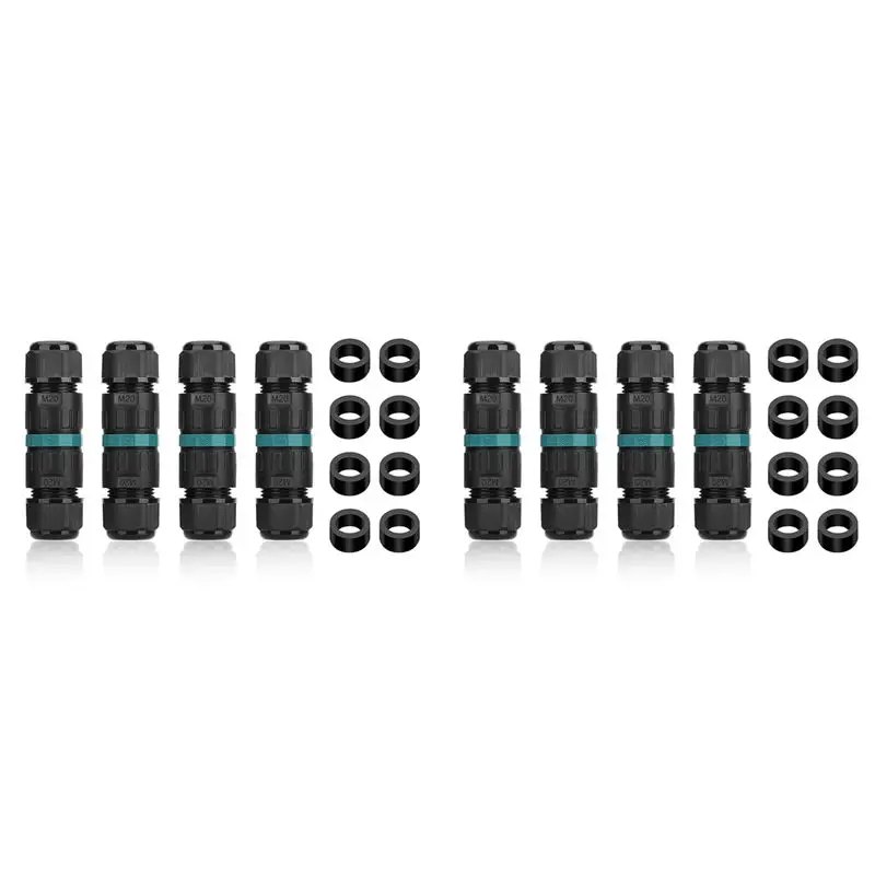 RALCA-8PCS 2 Way 3 Pole Junction Box IP68 Outdoor Waterproof Electrical Cable Connector Ø5-12 Mm