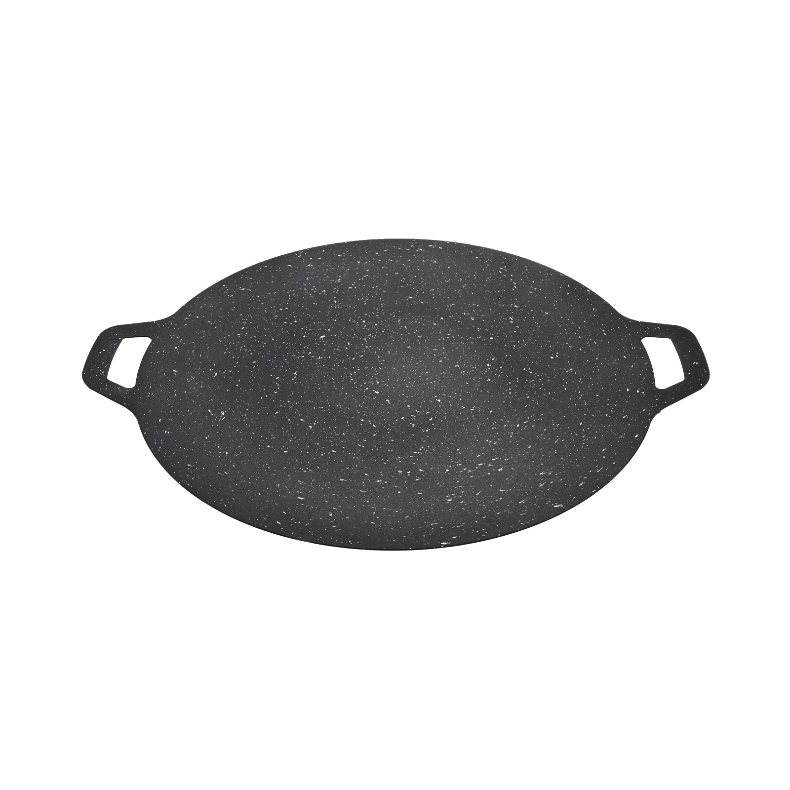 

1Pc Round Grill Baking Pan in Korean Style BBQ Plate Made of Cast Iron Non-Stick Coating Double Handles Suitable for Camping