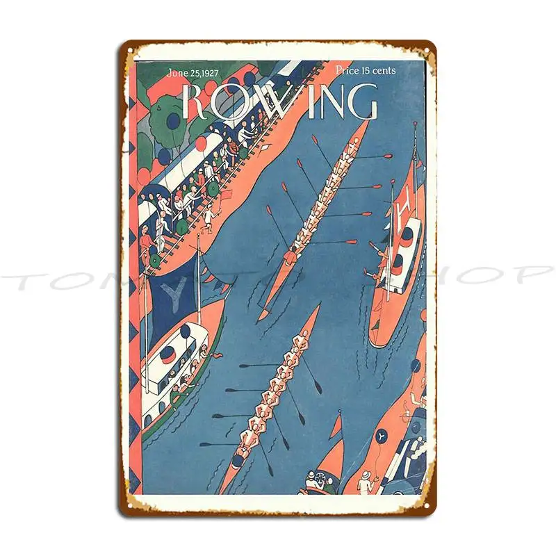 Rowing Competition Magazine Cover Mid Century Sport Metal Sign Kitchen Pub Club Bar Party Design Tin Sign Poster