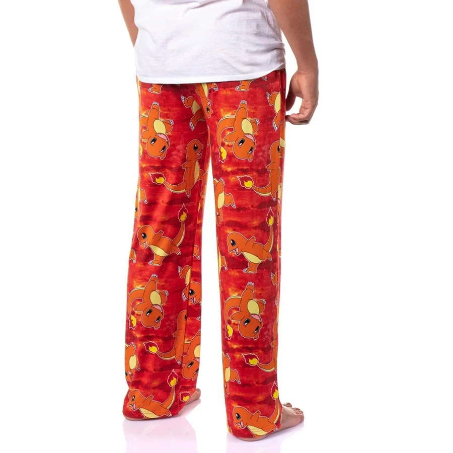 bandai-bolso-monstro-charmander-fogo-tipo-allover-impressao-adulto-criancas-calcas-de-pijama-verao-de-secagem-rapida-macio-leve-loungewear