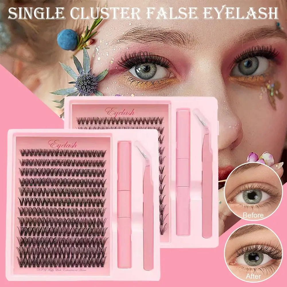 Large Capacity 30D/40D Eyelash Extension Kit Thick Fluffy Individual Manga Clusters Eyelash with Lash Bond&Lash Tweezers Kit