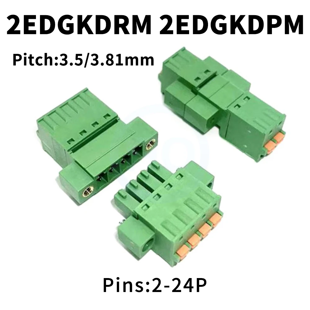 

(5 pcs) KF 2EDGKDRM 2EDGKDPM 3.5MM 3.81MM Solderless Butt Screwless Plug-in with Ears 15EDGKDPM Wiring Terminals Set 2-24Pin