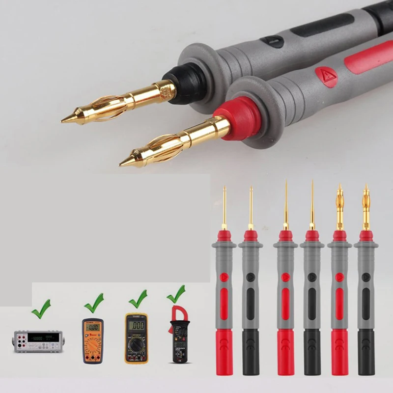 Multimeter Test Extension Cord Probes Needle Lead Set  Threaded Interface Replaceable Probe With Crocodiles PROBE