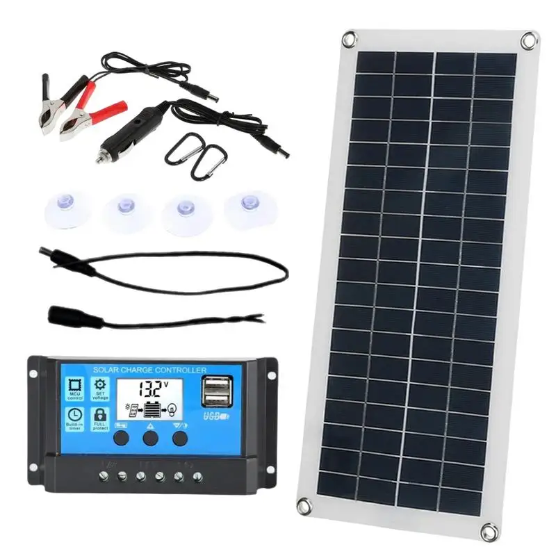 Portable Solar Charger 18V Soft Solar Charger with Dual USB Ports Multifunctional Solar Converter Phone Charger Camping Supplies