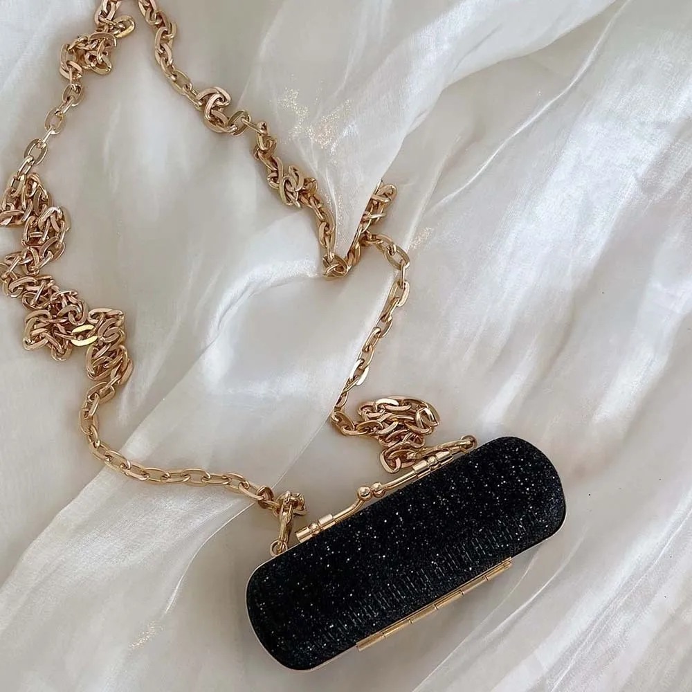Rhinestone Chain Lipstick Bag Shiny Luxury Evening Clutch Purse Versatile Detachable Mini Crossbody Bag Bridesmaid