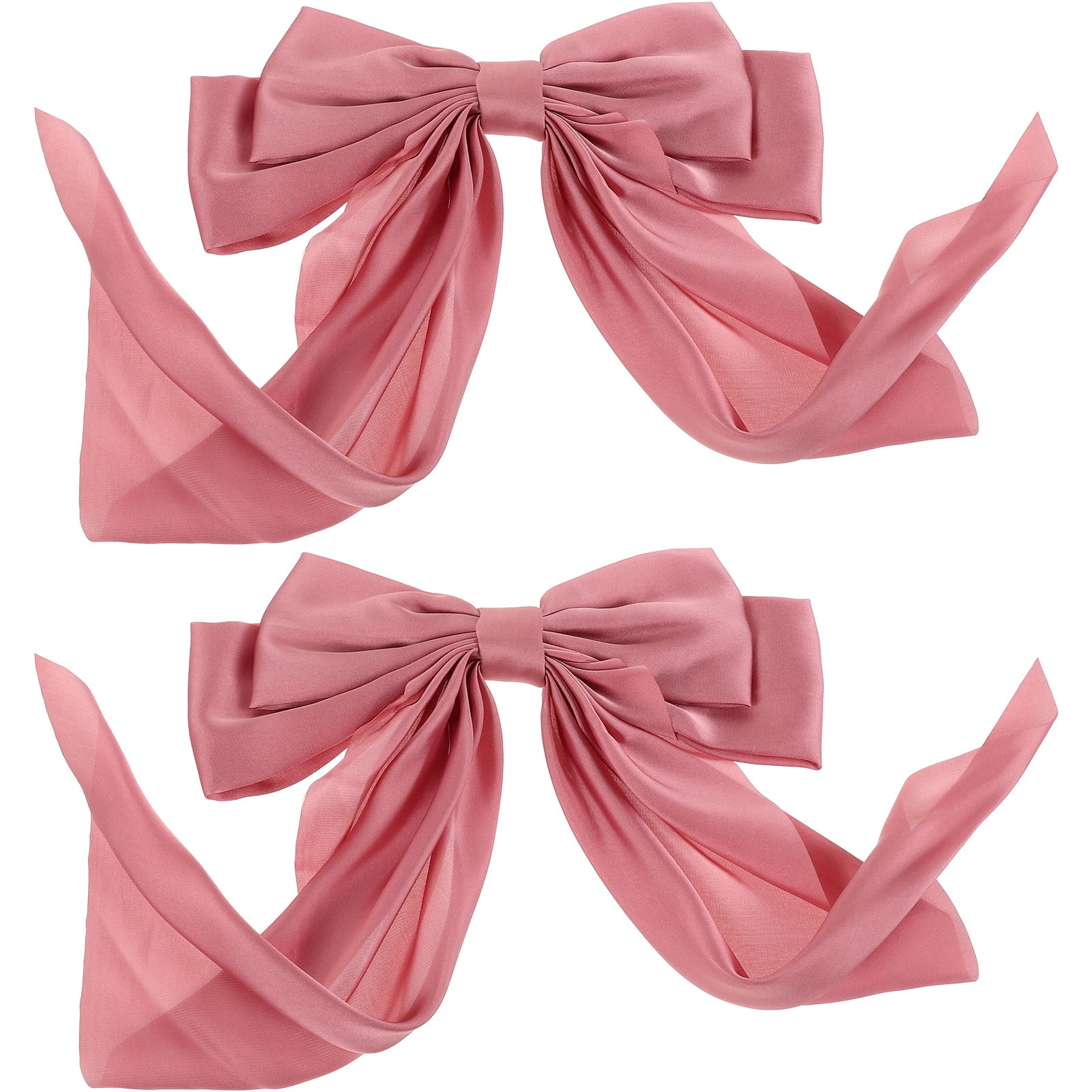 

2Pcs Pink Ribbon Bowknot Hair Clips Long French Barrette Hair Accessories for Girls Kids Women Hairstyle Bowknot Headdress