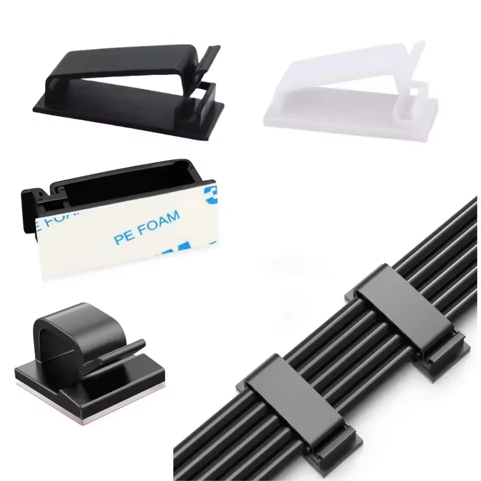 Adhesive Wire Organizer Cable Holder Cord Management Harness Clamp Clip For Home PC Power USB Cable Wiring Desktop Cord Manager