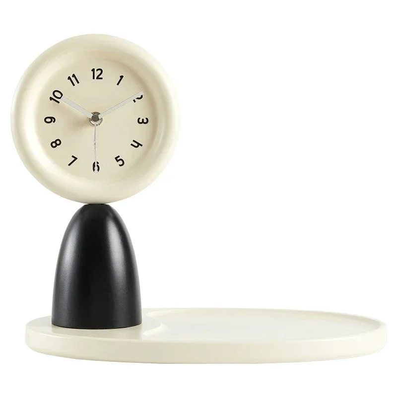 

Home Cream Wind Living Room Desktop Clock Ornament Entrance Clock Tray TV Cabinet Ornament