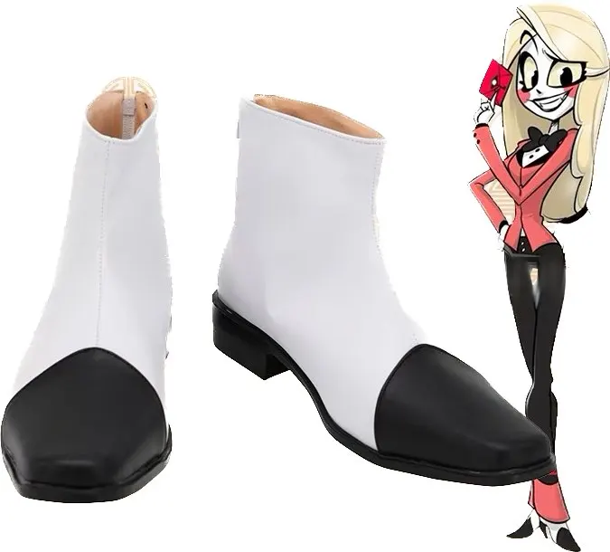 

Charlie Cosplay Boots Hotel White Black Leather Shoes Custom Made Anime Shoes Cosplay Shoes
