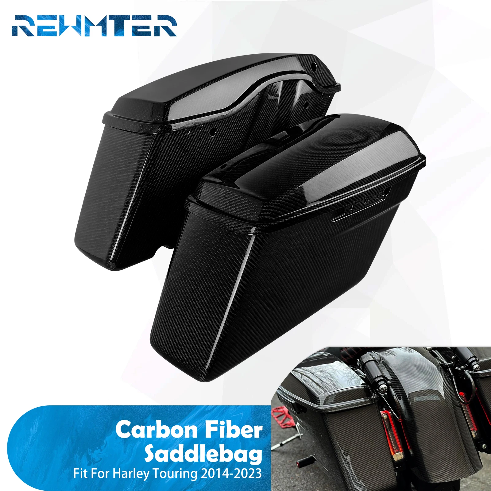Motorcycle Hard Saddlebags Side Luggage Box With Lids For Harley Touring 2014-2023 Electra Street Road Glide FLTRX Saddle Bags