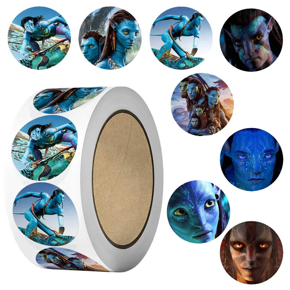 

500pcs/Roll Cool Disney Movie Avatar: Fire and Ash Stickers Cartoon Avatar 3 Seal Label Decoration Sticker DIY Laptop Phone Bike