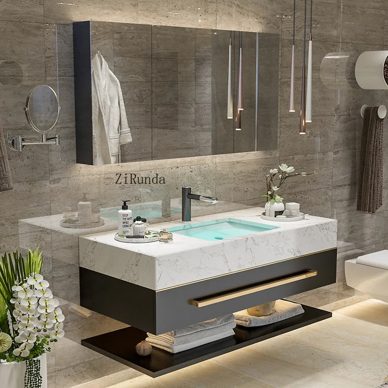Bathroom Washbasin Cabinet Vanity Set with Smart Lighting Mirror view 5