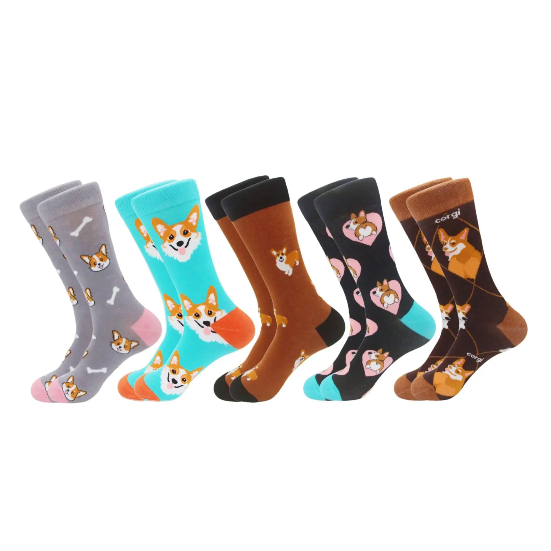 Neue Happy Herrensocken Damen Neuheit Cartoon-Socken Gekämmte Baumwolle Neue Corgi Cartoon Happy Puppy Kollektion Niedliche Windsocken für Männer/Frauen # – Detail 5