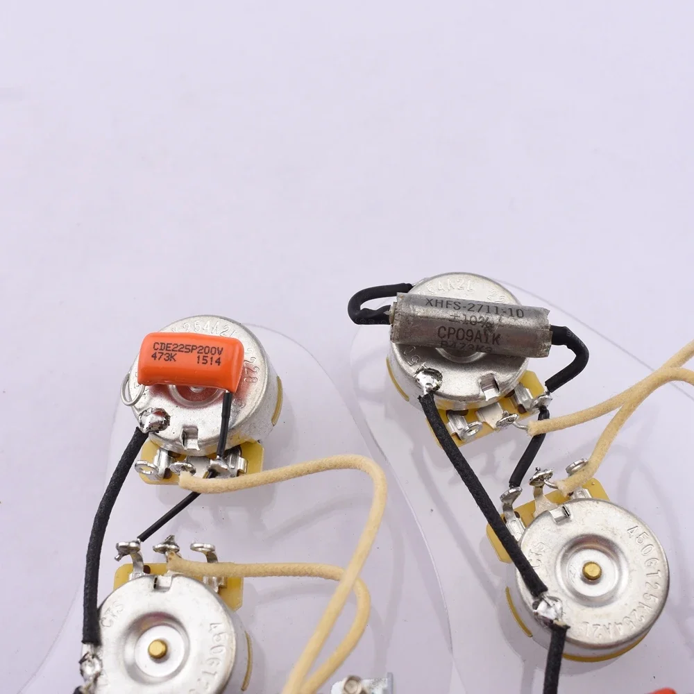 1 Set Loaded Pre-wired Electric Guitar Wiring Harness Prewired Kit ( 3x 250K Brass CTS Pots + 5-Way Switch )