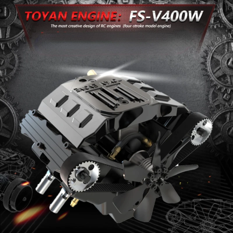 TOYAN Four-stroke Methanol Version Engine Model V-type Water-cooled 4-cylinder Engine Model Educational Toy Gift