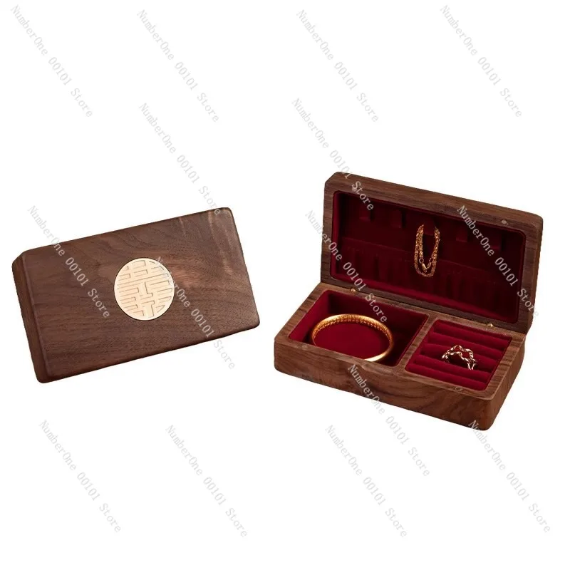 Black Walnut Jewelry Box Large Capacity Multi Layer Storage Organizer Luxury Necklace Ring Jewelry Case Portable Wooden Box