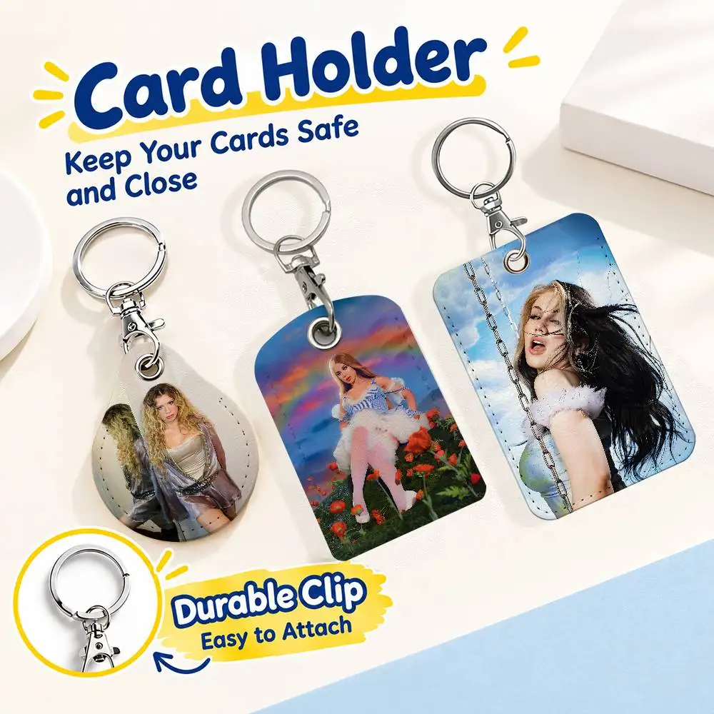 FOR Slayyyter Worst Girl In America Card Holder Men And Womenn Universal Antirust Keychain Learther Access Drop Key Tag Ring