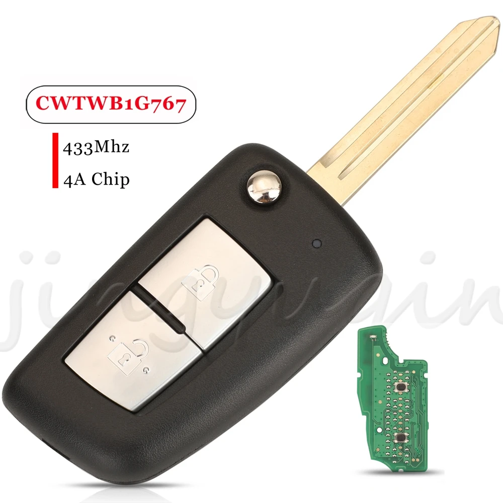 Jingyuqin For Nissan Qashqai Micra Pulsar X-Trail 2Buttons Fob 433MHZ 4A Chip CWTWB1G767 Folding Smart Remote Control Car Key