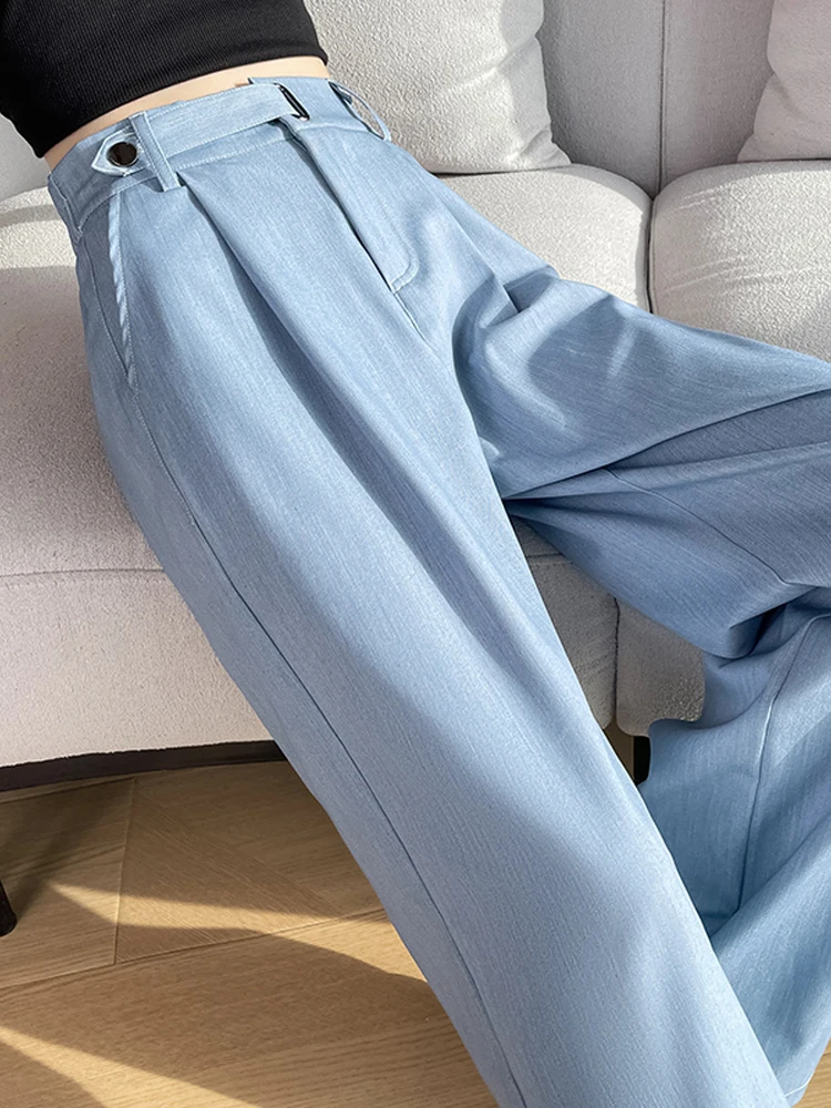 Women Spring Summer Straight Lady Vintage Y2K Casual Low Rise Waist Soft Denim Pants Streetwear New Button Chic Trousers Female